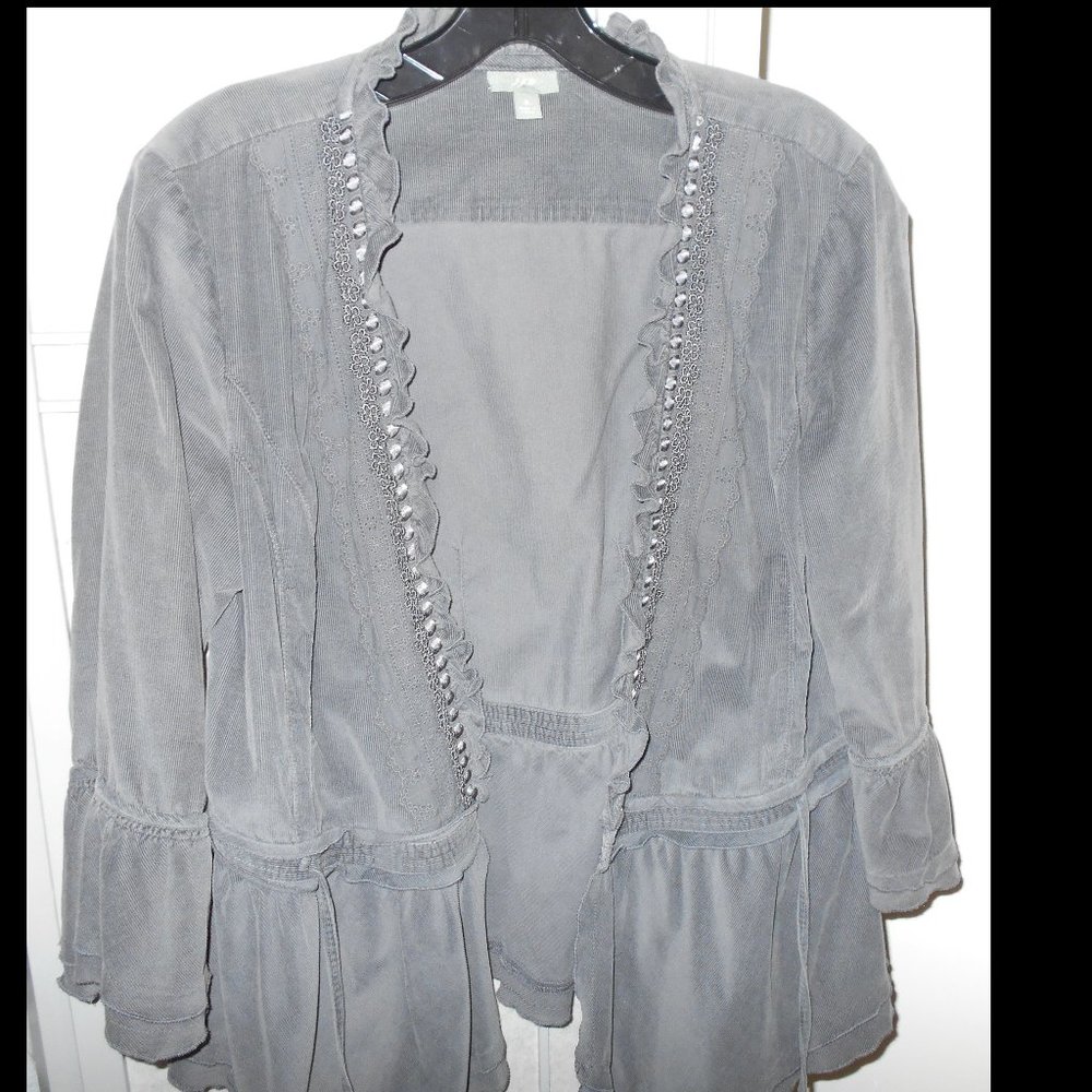 J Jill Corduroy Peplum 3/4 sleeve Boho Jacket